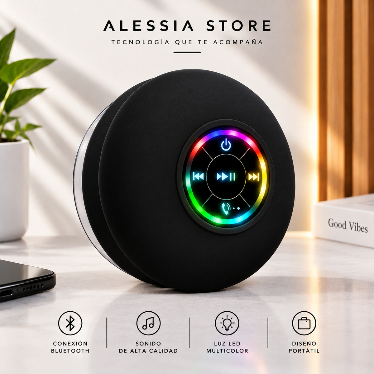 Altavoz Bluetooth 5.0 LED – Música en cualquier lugar