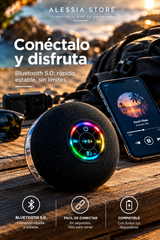 Altavoz Bluetooth 5.0 LED Impermeable con Ventosa